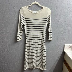 ASOS Striped Cream and Dark Blue Maternity Dress